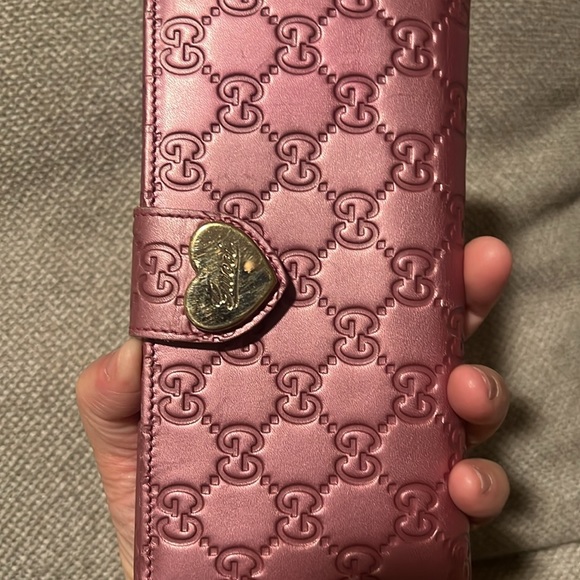 Gucci Guccisima Authentic metallic pink leather wallet - Picture 8 of 15